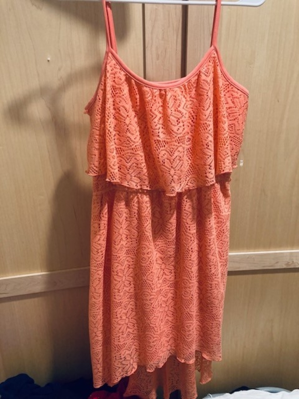 bailey blue Coral Lace High-Low Spaghetti Strap Dress